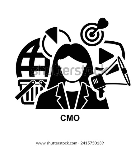 Cmo icon. Chief marketing officer acronym isolated on background vector illustration. Royalty-Free Stock Photo #2415750139