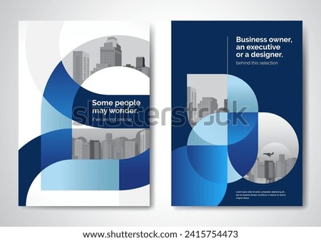 Template vector design for Brochure, AnnualReport, Magazine, Poster, Corporate Presentation, Portfolio, Flyer, infographic, layout modern with blue color size A4, Front and back, Easy to use and edit. Royalty-Free Stock Photo #2415754473