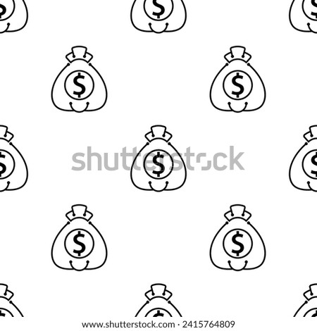 Dollar Bag Icon Seamless Pattern, Money Bag Icon, Bag Filled With Dollar Bill Vector Art Illustration
