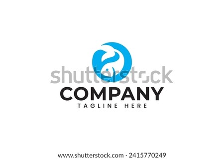 fish with negative space concept logo design for aquatic and fish lover business