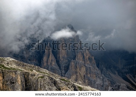 Tofana di Rozes in summer mist in the Dolomites, Italy, Europe Royalty-Free Stock Photo #2415774163