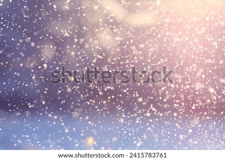 snowflakes with sunshine, beautiful lightning background of snowflakes