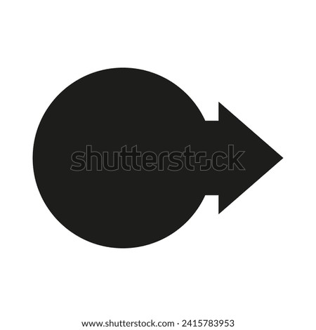 Arrow pointer with large round frame. Vector illustration.