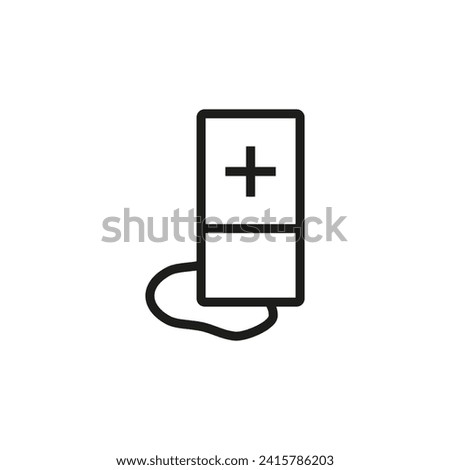 Broken fridge icon. Refrigerator with a puddle under it and a cross. Vector line and outline style.