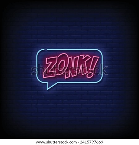 Neon Sign zonk with brick wall background vector