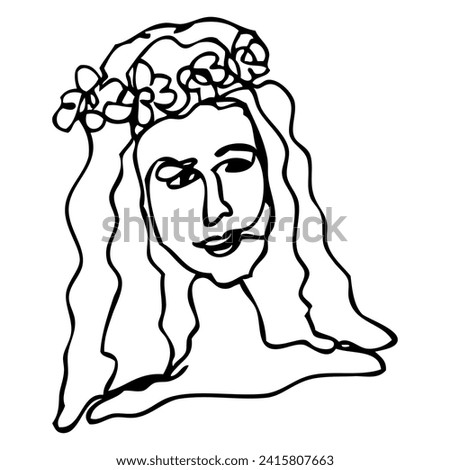 woman, single continuous line art, hand draw doodle 
