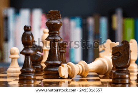 Chessboard and chess pieces. Strategy game Royalty-Free Stock Photo #2415816557