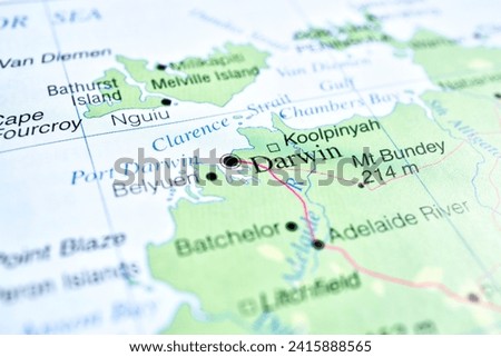 Map of Darwin, NT, Australia , world tourism, travel destination