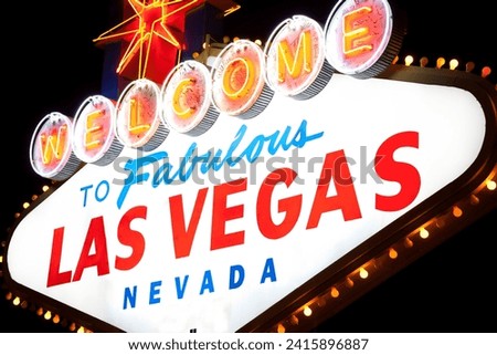 Welcome to fabulous Las Vegas sign in Nevada, USA. Hotel, casino, resort, leisure, gambling concept.
