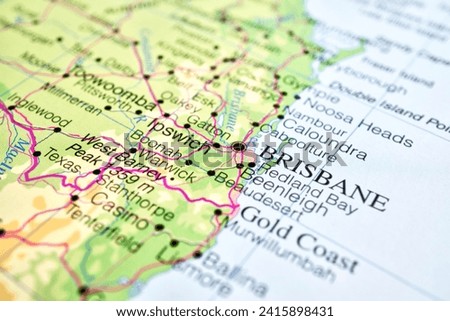 Map of Brisbane, Australia, world tourism, travel destination