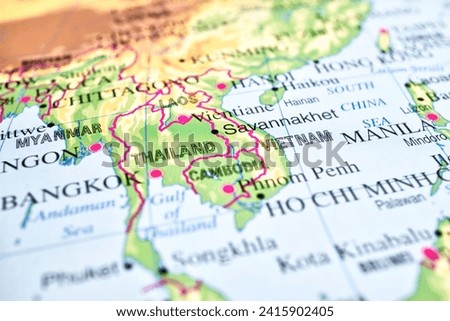 Map of Thailand and Vietnam, world tourism, travel destination