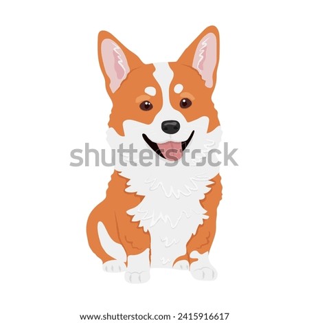 Corgi dog vector illustration. Cute friendly welsh corgi puppy, isolated on white background. Great for icon, symbol, card, children's book Royalty-Free Stock Photo #2415916617