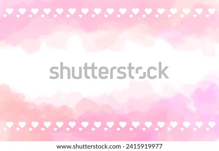 Pastel purple and pink splash watercolor heart valentine day border cute heart frame banner
