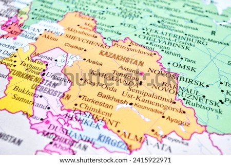 Map of Kazakhstan, world tourism, travel destination