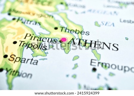 Map of Athens, Greece, world tourism, travel destination