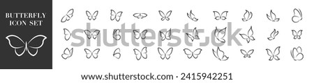 Butterflies collection. Butterfly continuous. Flying butterflies icon set. Vector illustration.