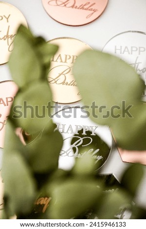 Happy birthday text concept isolated on round background