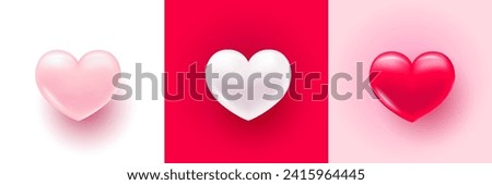 Background with heart. Delicate bright with 3D volumetric hearts. Texture for banner and postcard. Suitable for Valentine's Day and Mother's Day. Vector illustration Royalty-Free Stock Photo #2415964445