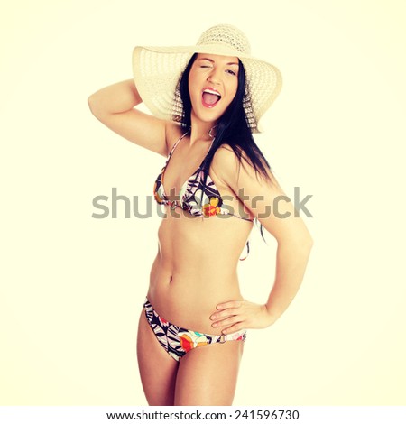 Summer young woman in bikini.