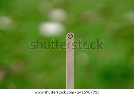 close up of smiling emoji on a popsicle stick as a concept of the spirit of life