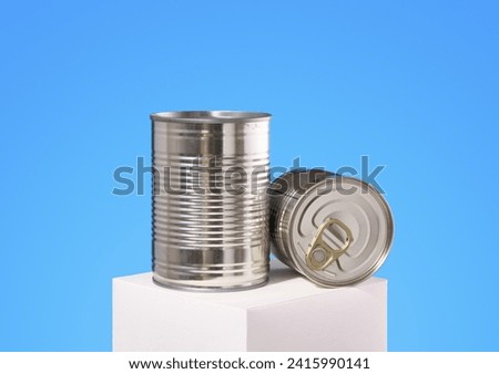 Canned food and concept of food stocks. Cooking and food.