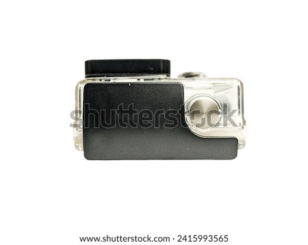 Waterproof case,action cam isolated on a white background.