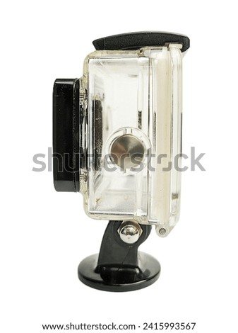Waterproof case,action cam isolated on a white background.