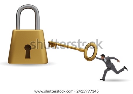 Businessman in key to success concept