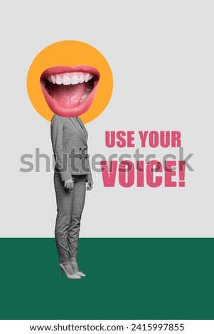 Composite collage picture image of use your voice speaking mouth instead head person vote campaign weird freak bizarre unusual fantasy