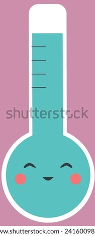 Cute thermometer with smiling face in cartoon style