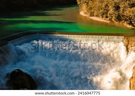 Alpine summer view with the famous Lechfall waterfalls at Fuessen, Bavaria, Germany Royalty-Free Stock Photo #2416047775