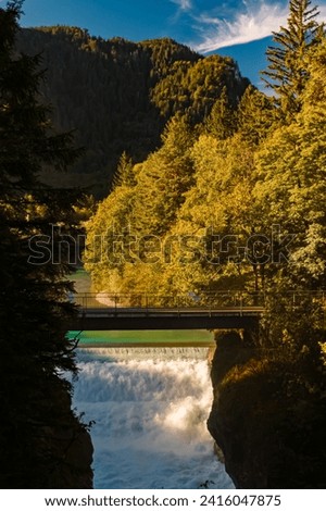 Alpine summer view with the famous Lechfall waterfalls at Fuessen, Bavaria, Germany Royalty-Free Stock Photo #2416047875