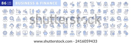 Finance and business line icons collection. Big UI icon set in a flat design. Thin outline icons pack. Vector illustration EPS10 Royalty-Free Stock Photo #2416059433