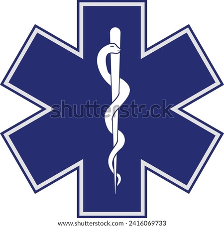 Star of Life  Medical Logo, Ambulance  logo, Pharmacy sign, Medical sign, Medical symbol, Star of Life Blue