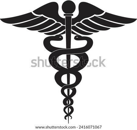 Medical sign, Medical symbol, Medical Snake Caduceus Logo, Caduceus sign, caduceus symbol, Snake medical icon Blue