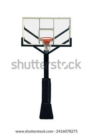 Basketball hoop with backboard isolated on white background.