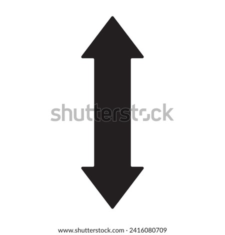 Up, down bookmark arrows silhouette icon. A pair of vertical two-way direction symbols. Isolated on a white background. Royalty-Free Stock Photo #2416080709