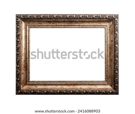 Antique gold frame isolated on white background. Gold picture frame.