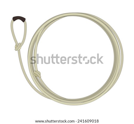 Wild west lasso rope circle frame. Vector clip art color illustration isolated on white