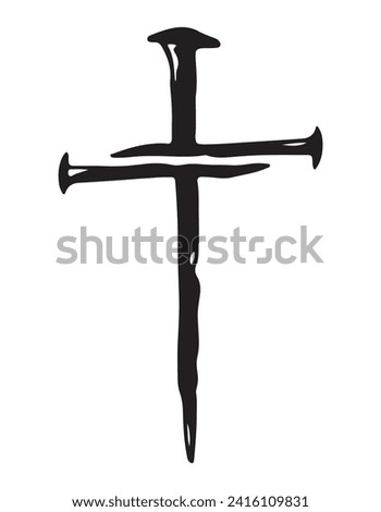 Black Cross made of whistle. Silhouette 