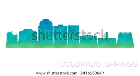 Colorado Springs, CO, USA Low Poly Skyline Clip Art City Design. Geometric Polygon Graphic Horizon Icon. Vector Illustration Symbol.