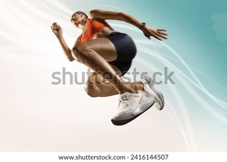 Sport backgrounds. The woman with runner. Isolated scene.	