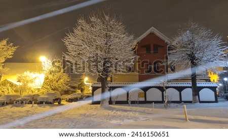 
House from stories with snow, behind, it snowed, tracks in the snow, branches, stories, night, magic, snow, white, beauty, Christmas evening, silence, dream, dark, wonderful, nature, white, snowy str