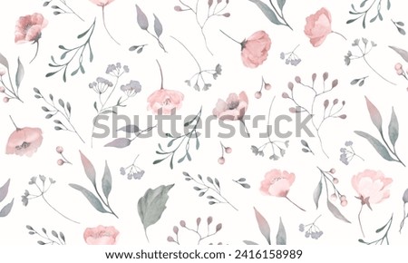 Seamless watercolor floral pattern. Hand drawn illustration isolated on pastel background.