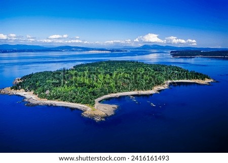 Aerial image of D'Arcy Island (leper colony) Gulf Islands, BC, Canada Royalty-Free Stock Photo #2416161493
