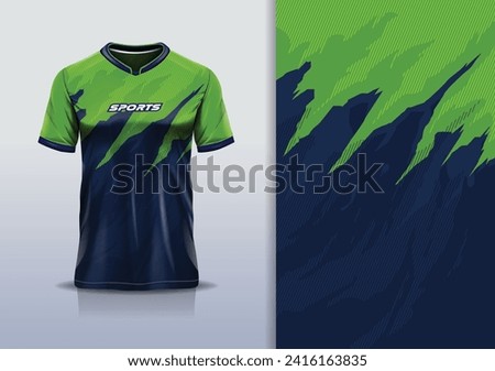 Tshirt mockup abstract grunge sport jersey design for football soccer, racing, esports, running, blue green color