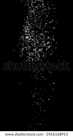 Shape form throw of Water splashes into drop water attack fluttering in air and stop motion freeze shot. Splash Water for explosion texture graphic resource elements, black background isolated
