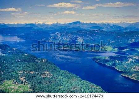 Aerial image of Discovery Passage, Inside Passage, BC, Canada Royalty-Free Stock Photo #2416174479