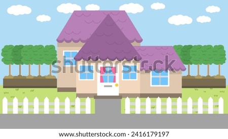 vector house in the garden illustration