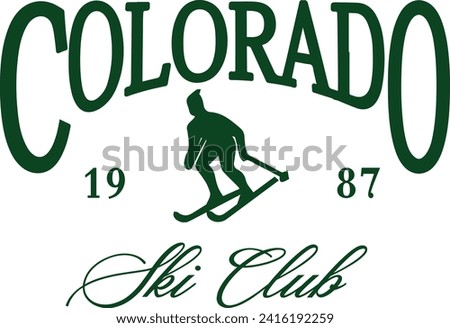 Ski club Colorado Aspen alpine mountain adventure winter cosy sports Varsity College Trending Graphic Tee t-shirt logo slogan artwork typography tote badge emblem crest
